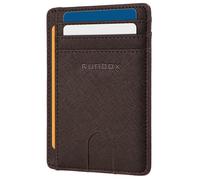 RUNBOX Slim Minimalist Front Pocket RFID Blocking Leather Wallets for Men and Women Card Holder Wallets Gifts for men, 27-Cross Coffee, Minimalist