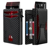 RUNBOX Slim Wallet for Men with Money Clip & ID Window - Minimalist RFID Wallet, Ultra Thin Front Pocket Wallet for Men, Metal Aluminum Pop-Up Credit Card Holder for 9-10 Cards, Gifts for Men