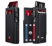 RUNBOX Wallet for Men 9-13 Cards RFID Blocking Aluminum Pop Up Card Holder with ID Window & Stretchable Cash Slot - Minimalist Smart Mens Wallet, Gifts for Men, Black, Minimalist