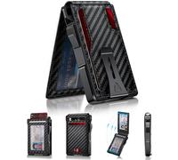 RUNBOX Wallet for Men, Mens Minimalist Wallet Holds 14 Cards, Compact Pop Up Wallet with Dual ID Windows & Money Clip, RFID Blocking Flip Up Card Holder, Metal Aluminum Credit Card Case Bifold Wallet