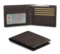 RUNBOX Wallet for Men Slim Credit Card Holder Leather RFID Blocking Small Thin Men's Wallet Bifold Minimalist Front Pocket Large Capacity Gift Box, Bicolor Crazy Horse Coffee, Minimalist