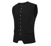 Runcati Mens Colonial Vest Renaissance Medieval Viking Costume Gothic Steampunk Halloween Retro Waistcoat, Black, XX-L