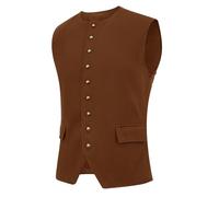 Runcati Mens Colonial Vest Renaissance Medieval Viking Costume Gothic Steampunk Halloween Retro Waistcoat, Brown, Medium