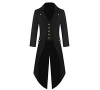 Runcati Men's Gothic Tailcoat Steampunk Jacket Victorian Carnival Costume Cosplay Tuxedo Medieval Frock Coat Fashion Outerwear, black, M