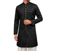 Runcati Mens Kurta Sherwani Coats Kaftan Indian Ethnic Royal Suits Mandarin Collar Wedding Festive Party Blazer, B-black, XL