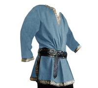 Runcati Men's Medieval Costume Renaissance Pirate Halloween Viking Tunic Knight Cosplay Warrior LARP Shirts, blue, L