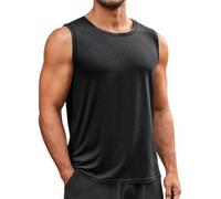 Runcati Mens Sleeveless Tank Tops Workout Cut Off Shirt Athletic Gym Summer Beach T Shirts,Black,L