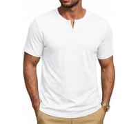 Runcati Men's T-Shirt Summer Short Sleeve Henley Shirt Men V-Neck Plain Tops Casual Tops Lightweight Basic T-Shirts with Button Placket
