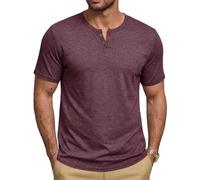 Runcati Men's T-Shirt Summer Short Sleeve Henley Shirt Men V-Neck Plain Tops Casual Tops Lightweight Basic T-Shirts with Button Placket