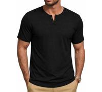 Runcati Men's T-Shirt Summer Short Sleeve Henley Shirt Men V-Neck Plain Tops Casual Tops Lightweight Basic T-Shirts with Button Placket
