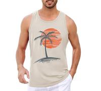 Runcati Printed Tank Top Men's Sleeveless Sports Muscle Shirt Fitness Gym Training Undershirt Cotton Breathable Bodybuilding Shirt, lightgrey, XXL