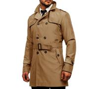 Runcati Trench Coat Men's Slim Fit Double Breasted Coat Medium Length Classic Business Casual Coat Autumn Windproof Coat, brown, XXL
