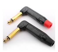 RUNCCI-YUN 1/4" Audio Plugs 6.35 mm Plug TS Male 1/4 inch Solder Type 90 Degree Mono Plug Right Angle for DJ Mixer Speaker Cables Guitar Cables Phono Patch Cable Microphone Cables (2 Pack)
