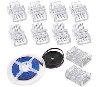 RUNCCI-YUN 10 Pcs LED Light Connector 4 Pin 10mm LED Strip Connector Solderless with 32.81ft DC 12V led Wire for Waterproof or Non-Waterproof 10mm Wide RGB LED Strip Lights