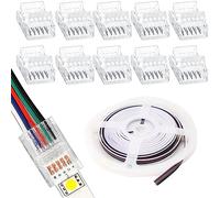 RUNCCI-YUN 10 Pcs LED Light Connector 5Pin 10mm LED Strip Connector Solderless with 16.4ft DC 12V led Wire for Waterproof or Non-Waterproof 10mm Wide RGBW LED Strip Lights