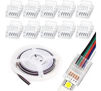 RUNCCI-YUN 10 Pcs LED Light Connector 5Pin 12mm LED Strip Connector Solderless with 16.4ft DC 12V led Wire for Waterproof or Non-Waterproof 12mm Wide RGBW RGBWW LED Strip Lights