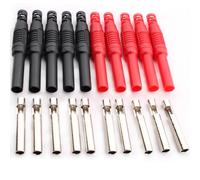 RUNCCI-YUN 10Pcs 4mm banana plug socket Female Banana Plug DIY Solder banana plug Cable Connectors Insulated for Electrical Testing (Black/Red)