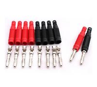 RUNCCI-YUN 10Pcs 4mm Banana plug Solder DIY Banana Plug Male Connectors Adapters for Multimeter Test Leads Probes(Black/Red)
