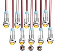RUNCCI-YUN 10pcs 6mm 1/4" 110-220V Waterproof LED Metal Indicator Light,LED Warning Light Panel Mount Indicator Power Indicator Dash Light, for Car Truck Boat (yellow)