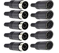 RUNCCI-YUN 10pcs 7 Pin DIN Connector，DIN Panel Mount Connector，DIN Male to Female Audio Connector，for AV audio and video equipment Chassis Cable Solder Connector（Black）