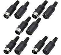 RUNCCI-YUN 10pcs 8 Pin DIN Connector，DIN Panel Mount Connector，DIN Male to Female Audio Connector，for AV audio and video equipment Chassis Cable Solder Connector（Black）