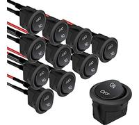 RUNCCI-YUN 10Pcs round rocker switch 12V ON Off Switch 12 Volt DC Toggle Switch 2 Pin SPST 6A/250V 10A/125V Mini Rocker Switch with Wires for Car Boat Truck Motorcycle
