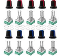 RUNCCI-YUN 10Pcs Single Linear Rotary Seal Amplifier Potentiometers Type with Switch B10K Ohm Knurled Shaft 3Pin RK097N