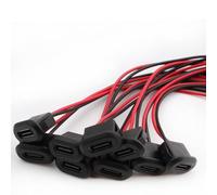 RUNCCI-YUN 10PCS USB C Type-C Female Chassis 2Pin Soldering Jack Waterproof USB C Pigtail Cable Extension Power Cable Micro USB Type C Panel Mount Connector (Black)