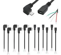 RUNCCI-YUN 12 Pieces Micro USB Pigtail Cable 5V / 2A USB 2.0 Power Blank Cable Pigtail 28AWG USB 2.0 Plug 90 Degree 4-Pin Soldering 5V Data Line for USB Devices Repair DIY Cable (30 cm)