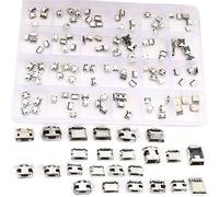 RUNCCI-YUN 120PCS 24 Types Micro USB Sockets Kit Jack Plug Connector,Micro USB Type B Soldering,USB-B Repair Replacement Adapter Assortment Set for Phone,Toy,Circuit Board Solder Dip SMD SMT