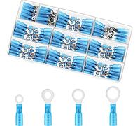 RUNCCI-YUN 120PCS Heat Shrink Connectors,Wire Connectors Ring Crimp Terminals Connectors,O-Type Electrical Wire Connectors Insulated Assortment Kit for 16-14 AWG (blue/4 sizes #10,1/4",5/16",3/8")