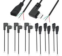 RUNCCI-YUN 12PCS 28AWG Right Angle USB C Male Plug Pigtail Power Cable, 5V 2A USB C to 4 Pin Bare Wire Open End Wire, USB Type C Pigtail Cable Extension Power Cable, for DIY LED Strips 30cm