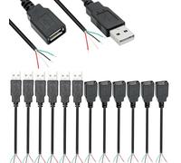 RUNCCI-YUN 12Pcs USB A 2.0 Male 4Pin Panel Mount connector Cable,Solderable Mini USB connector cable,USB Plug pigtail cable for USB Equipment Installed or DIY Replace Repair (30cm)