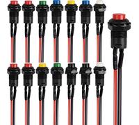 RUNCCI-YUN 14pcs 12mm Momentary Push Button Switch, SPST ON/Off, momentary Power Switch, Round Rocker Switch, for Car Trumpet, PC, Table Lamp, with Pre-soldered Wires