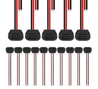 RUNCCI-YUN 15PCS USB C Type-C Female Chassis 2Pin Soldering Jack Waterproof USB C Pigtail Cable Extension Power Cable Micro USB Type C Panel Mount Connector with Card Buckle (black)