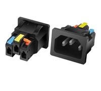 RUNCCI-YUN 2 PCS 3 Pin C14 IEC Power Connector snap-in/clip-on (tri-color handle)10A 250V C14 Panel Mount Connector for PC, power supply, devices(black）