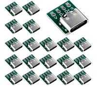 RUNCCI-YUN 20 Pcs USB Type C 3.1 Female Socket DIY Serial Basic Breakout Female Connector Solder USB C Breakout Board with PCB Converter Board for Data Line Wire Cable Transfer