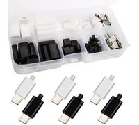 RUNCCI-YUN 20 Set 24 Pin DIY USB 3.1 Type C Male Connector Board, USB C Solder Male Plug SMT Type for DIY Data Line Interface (10 Set Black + 10 Set White)