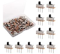 RUNCCI-YUN 200PCS 3mm High Knob Vertical Micro Mini Slide Switchs,3 Pin 2 Position 1P2T SPDT Toggle Switches Panel Mount DC 50V 0.5A SS12D00-G3