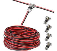 RUNCCI-YUN 20m 22WAG 2 Pin LED Strip Extension Cable 12V Cord LED Wire for SMD 3528 2835 5050 5630 LED Tape LED String Light or Other DC 5V-24V Device+2 Way T connectors low voltage wire connectors