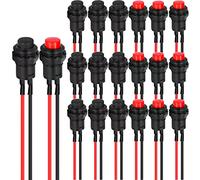 RUNCCI-YUN 20pcs 12mm 3V-6V-12V-24V-230V/1.5A/3A Prewired Mini Momentary Push Button,SPST Nomal Open 2 Pin Round Button for Model Railway Hobby Arduino DIY