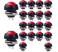 RUNCCI-YUN 20pcs 12mm Red Momentary Push Button SPST ON/OFF AC 250V/1.5A 125V/3A, Mini Round Button for Car Trumpet, PC, Table Lamp, Home Doorbell