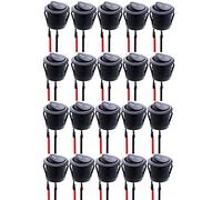 RUNCCI-YUN /20Pcs AC 6A/250V 10A/125V SPST 2 Pins 2 Position On/Off Car Boat Round Black Rocker Switch Toggle with Pre-soldered Wires for Car Truck Motorcycle Boat Marine
