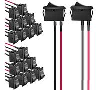 RUNCCI-YUN 20Pcs Mini rocker switch, 10A/125V 6A/250V ACSPST 2 Pins 2 Position ON/Off Car 12V ON/Off rocker switch Switch Toggle with Pre-soldered Wires(black）