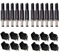 RUNCCI-YUN 24 Pcs 2.5MM x 5.5MM DC Power Barrel Plug Male Jack Socket/Female Panel Mount DC Connector Kit DIY Adapter Connector