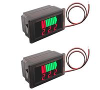 RUNCCI-YUN 2Pack DC 12V, 24V, 36V, 48V, 60V Battery Indicator Voltage Meter 2 in 1 Battery Capacity & Voltage Monitor Red Display
