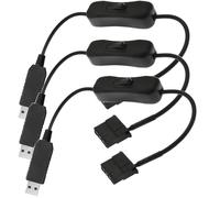 RUNCCI-YUN 3 PCS Full Speed 12V Voltage Step-Up USB to Molex 3 Pin and 4 Pin PC Fan Sleeved Power Adapter Cable with ON/OFF Switch, USB to Molex 3Pin / 4Pin PC Fan Cable with Switch