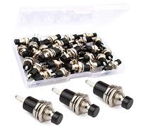 RUNCCI-YUN 30pcs black 7mm Momentary Mini Push Button Switch Normal Open, 250VAC 1A SPST ON/OFF 2 Pin Round push switches for Model Railway Hobby