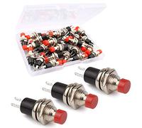 RUNCCI-YUN 30pcs Red 7mm Momentary Mini Push Button Switch Normal Open, 250VAC 1A SPST ON/OFF 2 Pin Round push switches for Model Railway Hobby