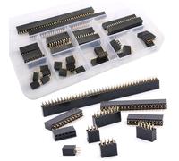 RUNCCI-YUN 35Pcs 2.54mm Straight Double Row Female Pin Header Socket Connector Strip Assortment Kit for Arduino Prototype Shield (2 * 2/3/4/5/6/8/10/12/20/40 Pin) (Double Row)